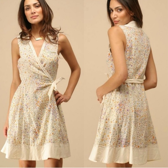 cream floral wrap dress
